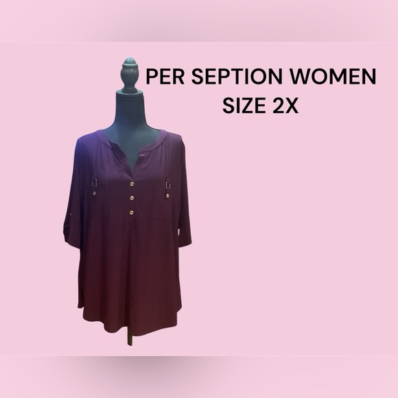 WOMENS SIZE 2X PULLOVER BLOUSE BY PER SEPTION WOMEN NEW WITH TAGS - Picture 1 of 3
